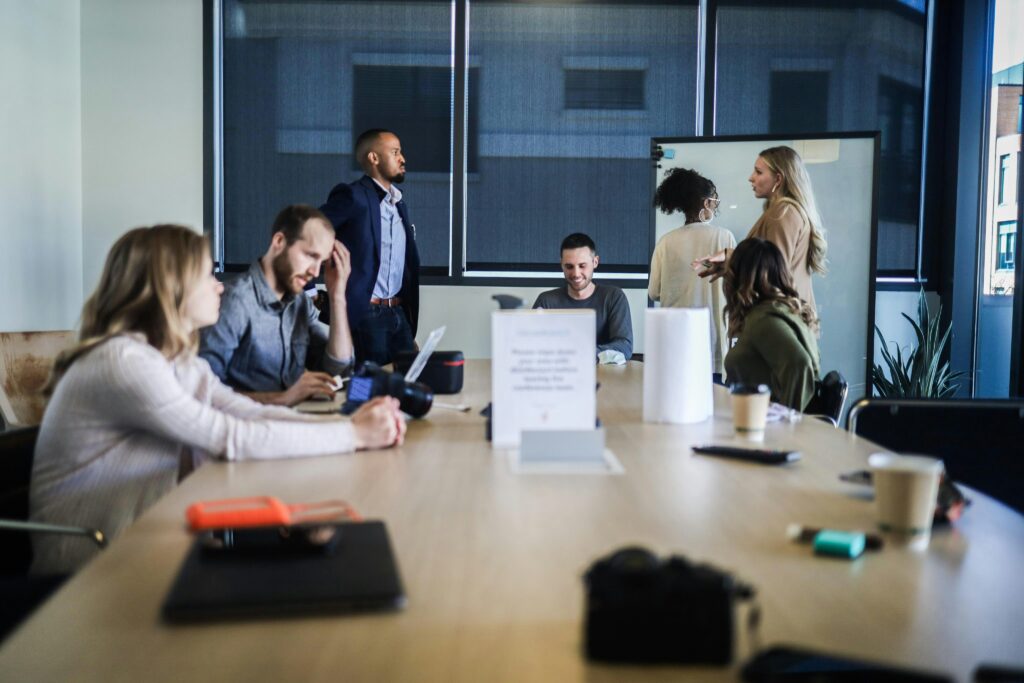 Team meeting around a conference table
